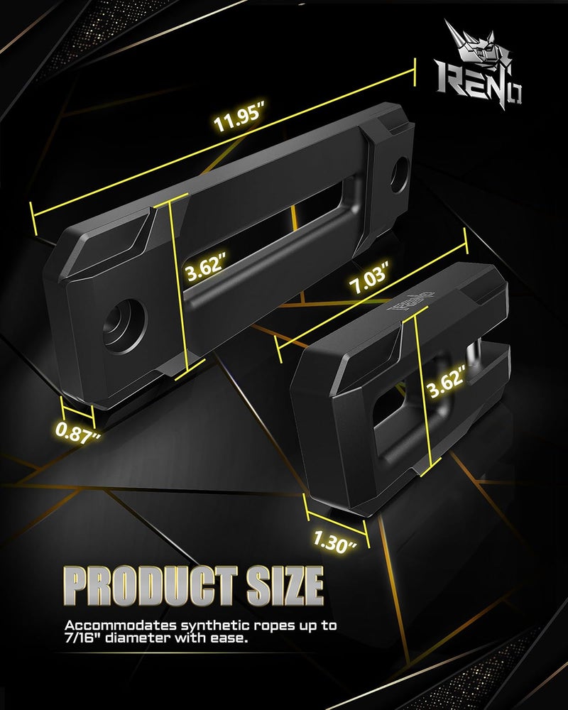 Reno Winch Shackle with Fairlead, Aluminum Hawse Fairlead with Winch Shackle Fit for Synthetic Rope 30,000 lbs Compatible with SUV Truck Off-Road Vehicle Towing Recovery (Black, 1 Pack) - Image 4